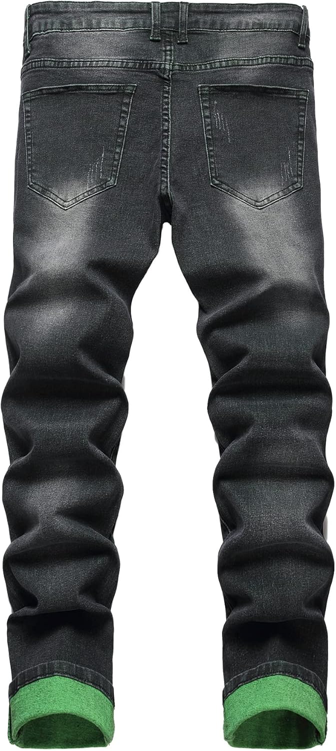 Herren Jeans mit Rissen - Lässige Mode Denim Hose-Luzern Mode