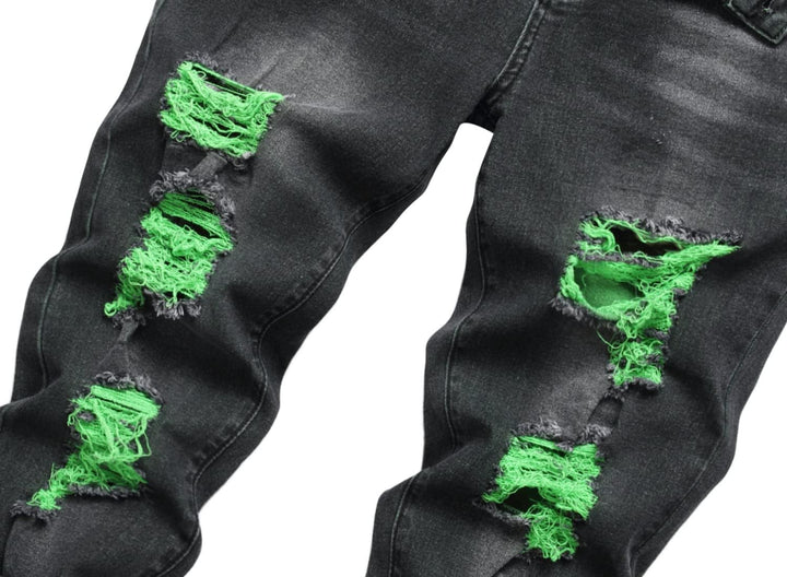 Herren Jeans mit Rissen - Lässige Mode Denim Hose-Luzern Mode