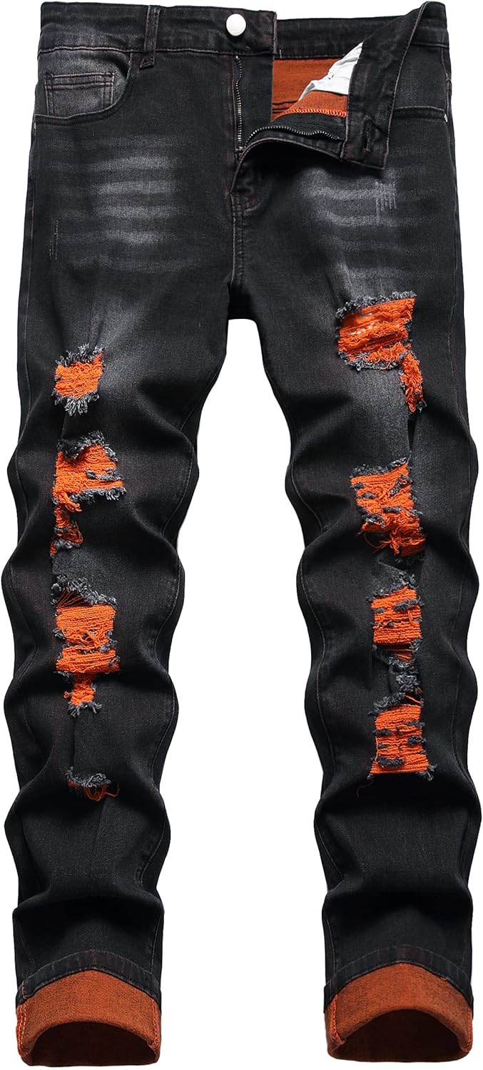 Herren Jeans mit Rissen - Lässige Mode Denim Hose-Luzern Mode