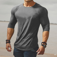 Herren Langarmshirt Slim Fit für Sport und Freizeit-Grau-S-Luzern Mode