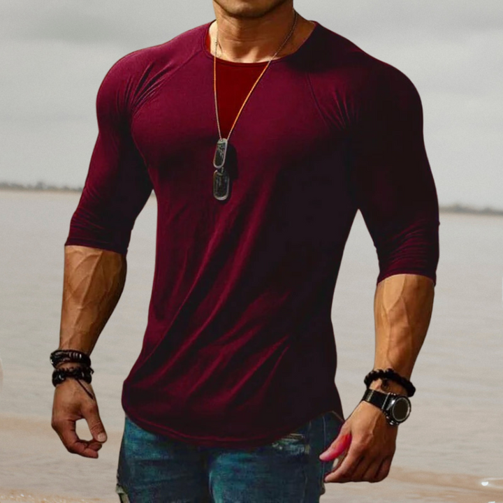 Herren Langarmshirt Slim Fit für Sport und Freizeit-Rot-S-Luzern Mode