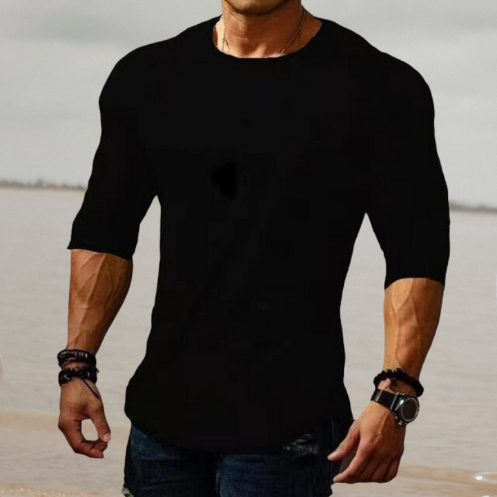 Herren Langarmshirt Slim Fit für Sport und Freizeit-Schwarz-S-Luzern Mode