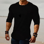 Herren Langarmshirt Slim Fit für Sport und Freizeit-Schwarz-S-Luzern Mode