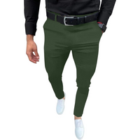 Herren Chinohose Slim Fit mit Gürtel - Elegante Freizeithose-Grün-S-Luzern Mode