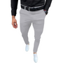 Herren Chinohose Slim Fit mit Gürtel - Elegante Freizeithose-Hellgrau-S-Luzern Mode