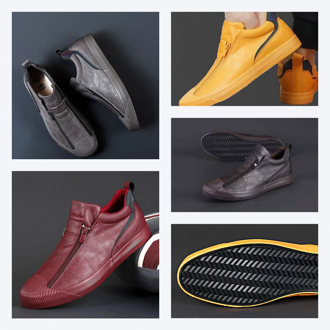 Herren Sneakers | Reißverschluss | Niedrig | Uni | Bequem | Antirutsch | Gummi-Luzern Mode