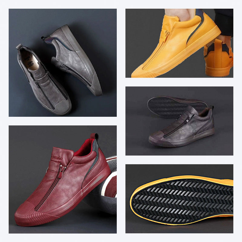 Herren Sneakers | Reißverschluss | Niedrig | Uni | Bequem | Antirutsch | Gummi-Luzern Mode