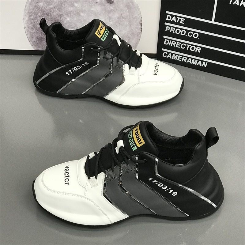 Herren Sneaker | Unterstützend | Veganes Leder | Zweifarbig | Schnürsenkel-Weiß/Grau/schwarz-39-Luzern Mode