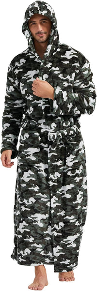 Herren Bademantel mit Kapuze und Taschen, Frottee-Luxus-Camouflage-S/M-Luzern Mode