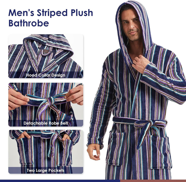 Herren Bademantel mit Kapuze und Taschen, Frottee-Luxus-Luzern Mode