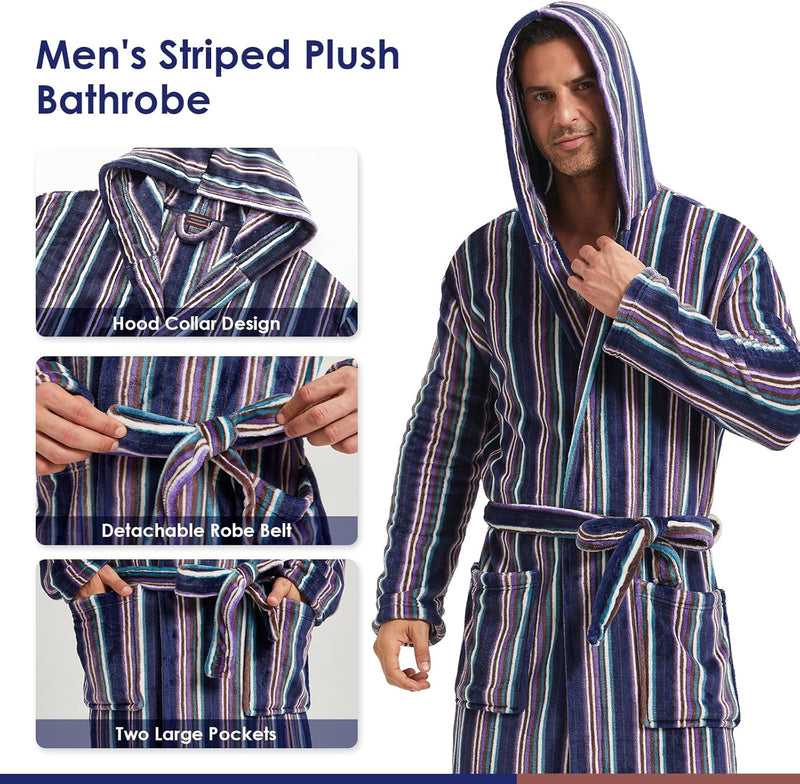 Herren Bademantel mit Kapuze und Taschen, Frottee-Luxus-Luzern Mode