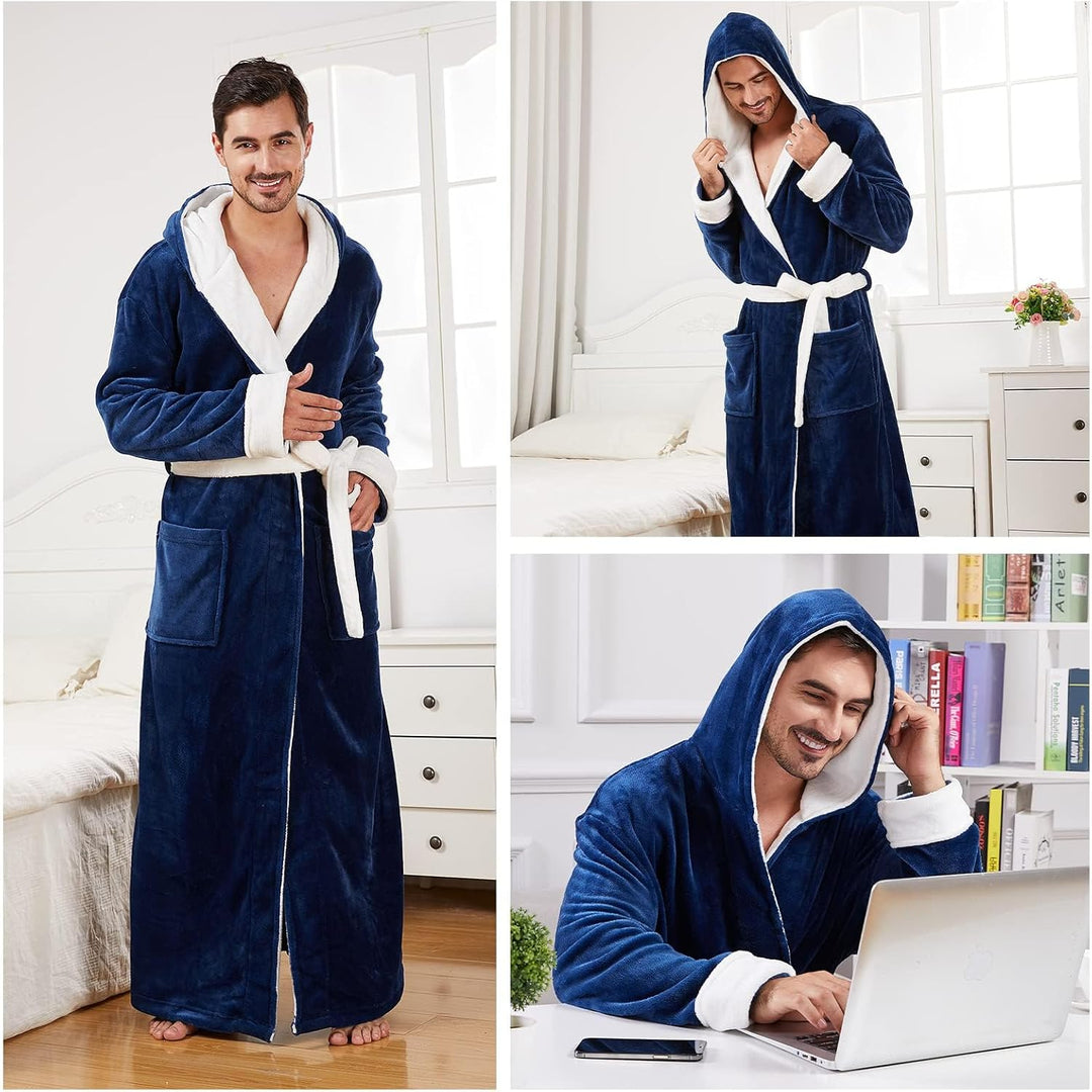 Herren Bademantel mit Kapuze und Taschen, Frottee-Luxus-Luzern Mode