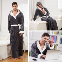 Herren Bademantel mit Kapuze und Taschen, Frottee-Luxus-Luzern Mode