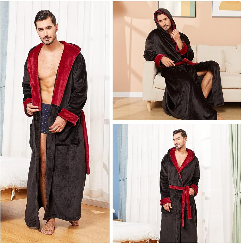 Herren Bademantel mit Kapuze und Taschen, Frottee-Luxus-Luzern Mode