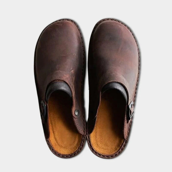 Hochwertige Leder-Clogs mit verstellbarem Riemen Herren-Luzern Mode