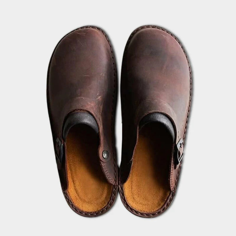 Hochwertige Leder-Clogs mit verstellbarem Riemen Herren-Luzern Mode