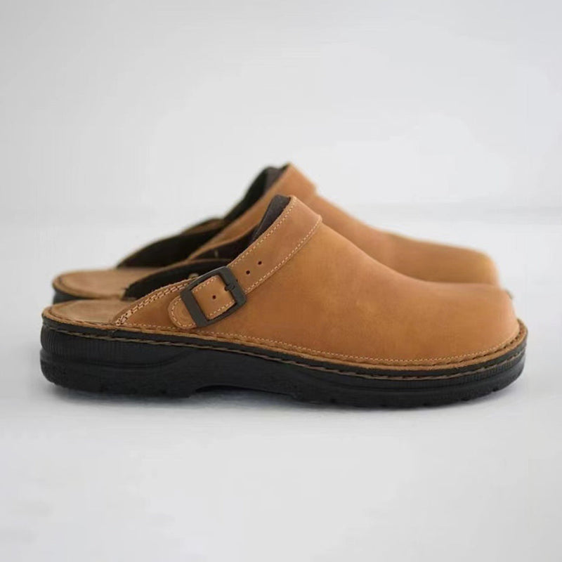 Hochwertige Leder-Clogs mit verstellbarem Riemen Herren-Braun-38-Luzern Mode