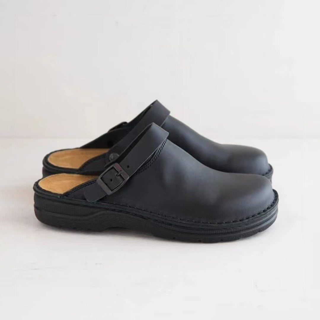 Hochwertige Leder-Clogs mit verstellbarem Riemen Herren-Schwarz-38-Luzern Mode