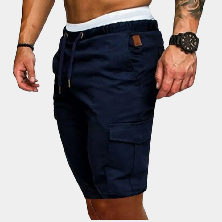 Herren Cargo Shorts mit Taschen - Bequeme Sommermode-Blau-36-Luzern Mode