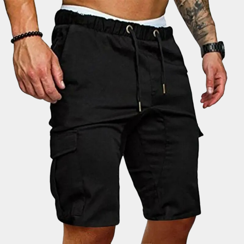 Herren Cargo Shorts mit Taschen - Bequeme Sommermode-Schwarz-36-Luzern Mode