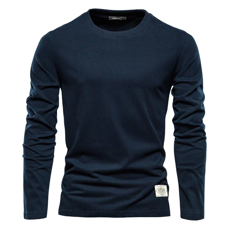 Langarmshirt Herren - Bequemes Basic Oberteil für Alltag-Dunkelblau-XS-Luzern Mode