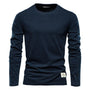 Langarmshirt Herren - Bequemes Basic Oberteil für Alltag-Dunkelblau-XS-Luzern Mode