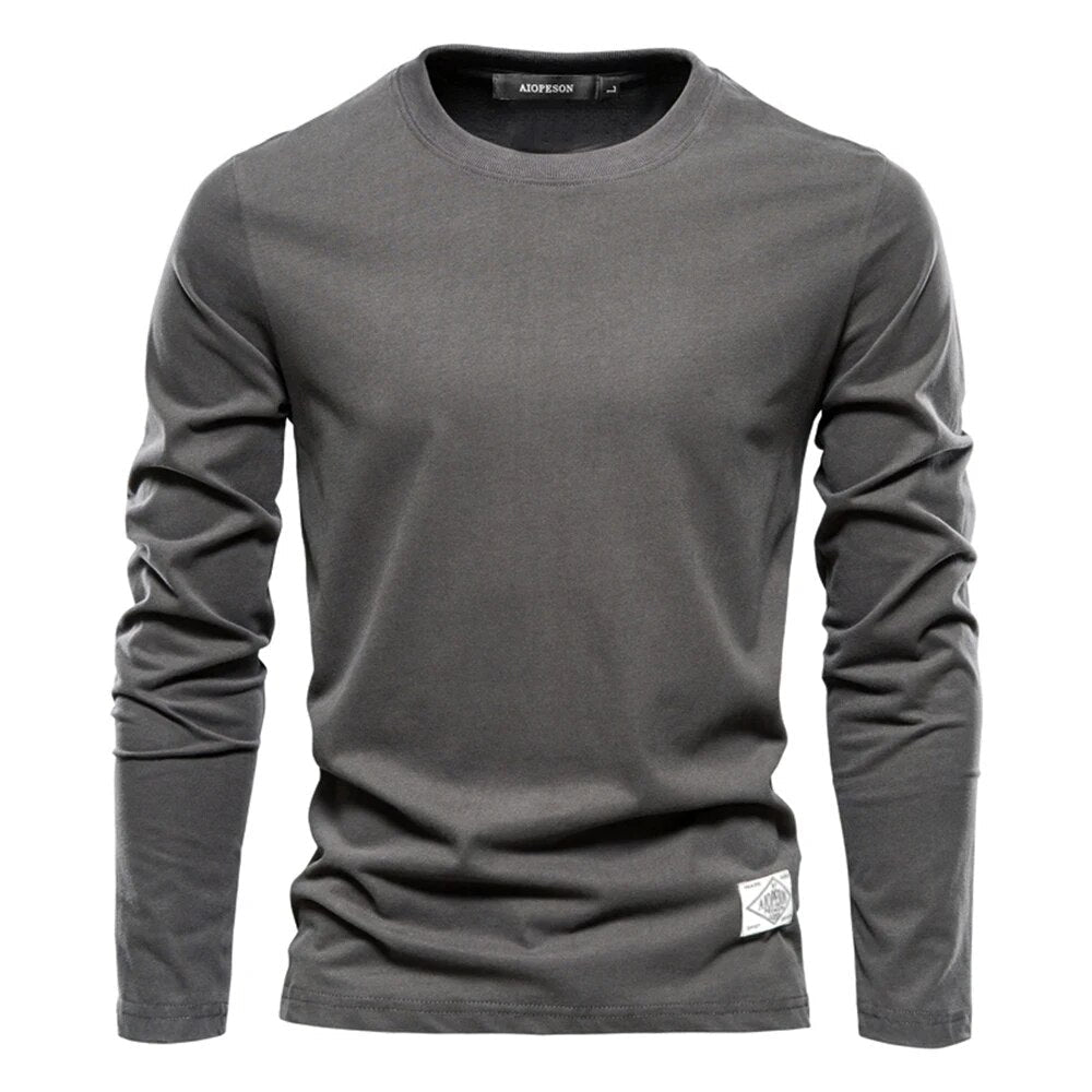 Langarmshirt Herren - Bequemes Basic Oberteil für Alltag-Dunkelgrau-XS-Luzern Mode