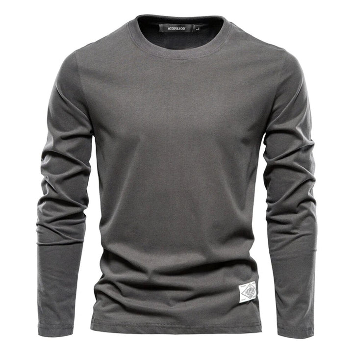 Langarmshirt Herren - Bequemes Basic Oberteil für Alltag-Dunkelgrau-XS-Luzern Mode