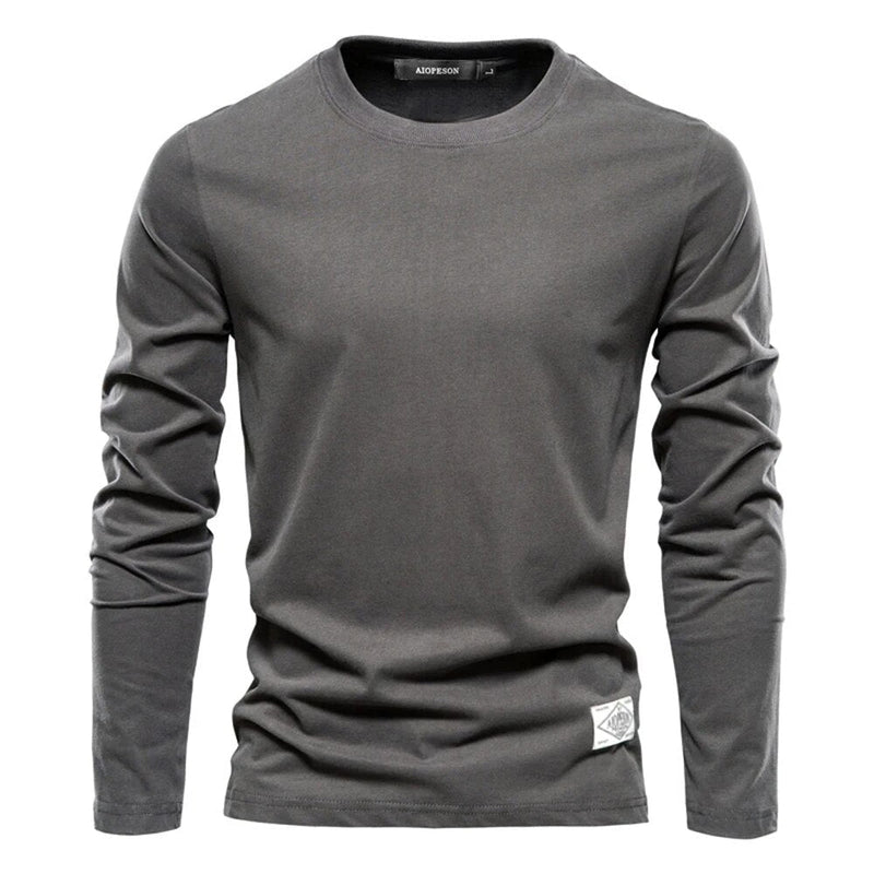 Langarmshirt Herren - Bequemes Basic Oberteil für Alltag-Dunkelgrau-XS-Luzern Mode