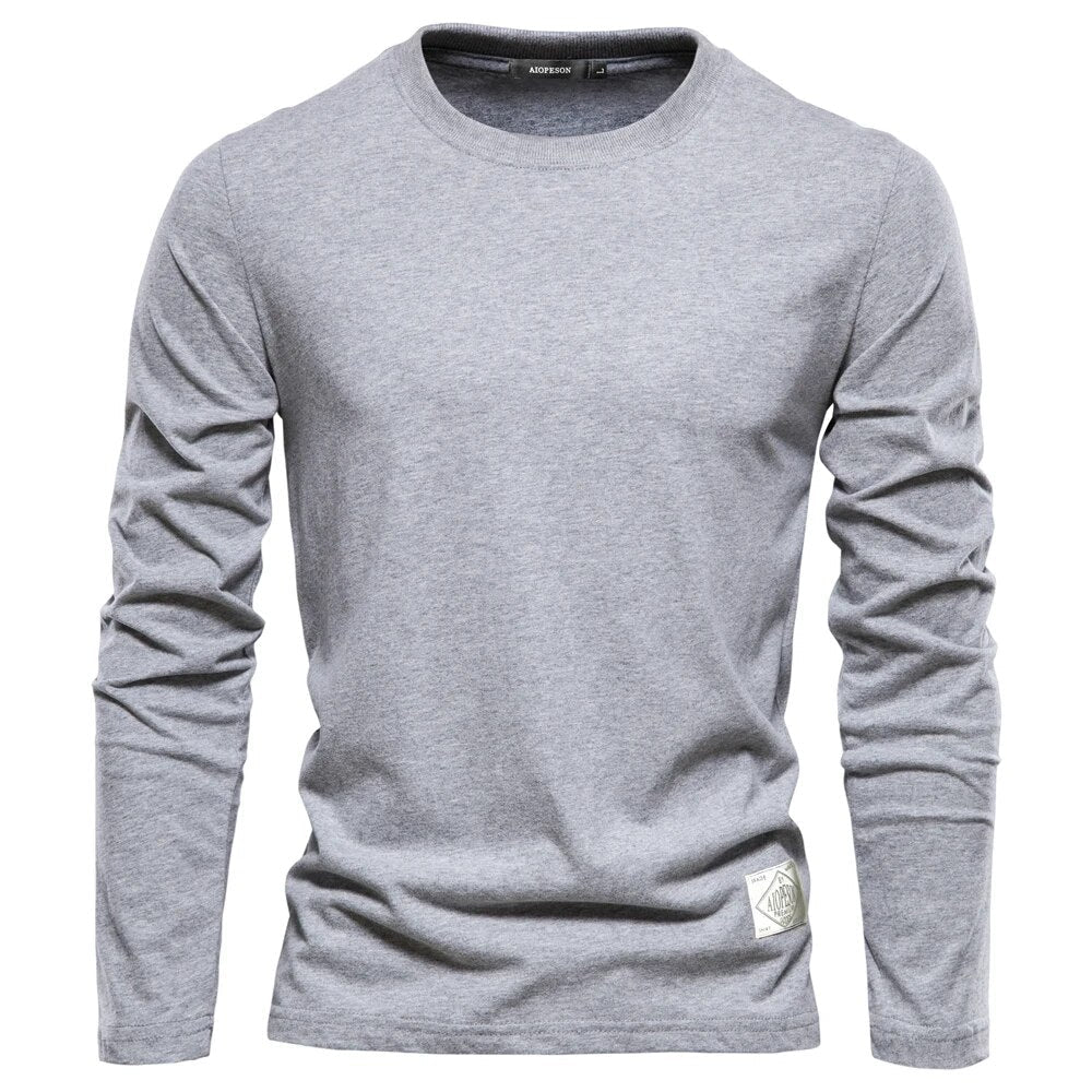 Langarmshirt Herren - Bequemes Basic Oberteil für Alltag-Hellgrau-XS-Luzern Mode