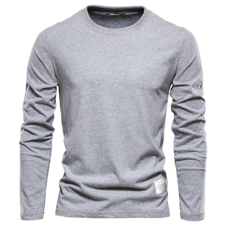 Langarmshirt Herren - Bequemes Basic Oberteil für Alltag-Hellgrau-XS-Luzern Mode
