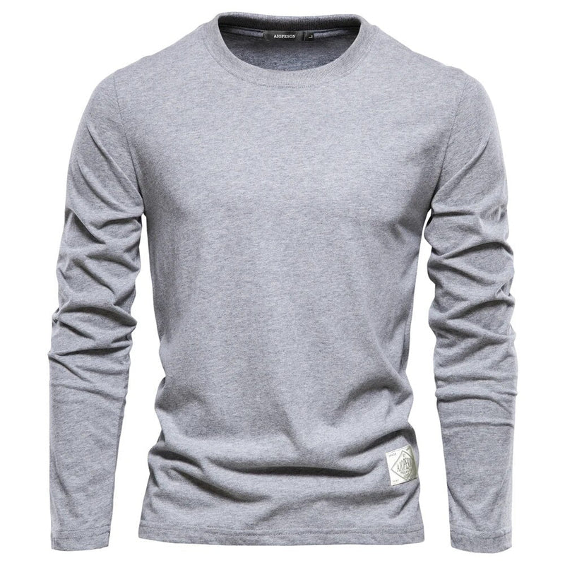 Langarmshirt Herren - Bequemes Basic Oberteil für Alltag-Hellgrau-XS-Luzern Mode