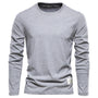 Langarmshirt Herren - Bequemes Basic Oberteil für Alltag-Hellgrau-XS-Luzern Mode