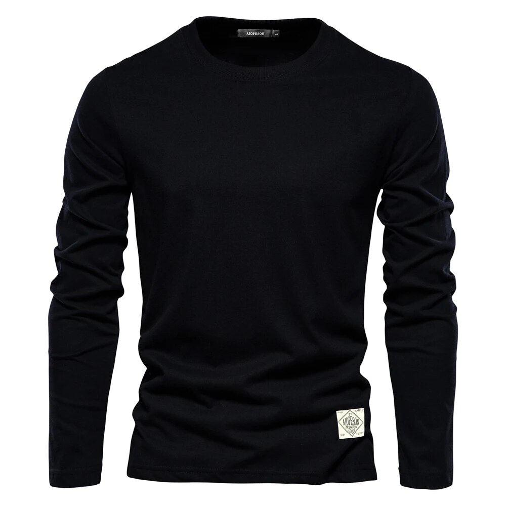 Langarmshirt Herren - Bequemes Basic Oberteil für Alltag-Schwarz-XS-Luzern Mode