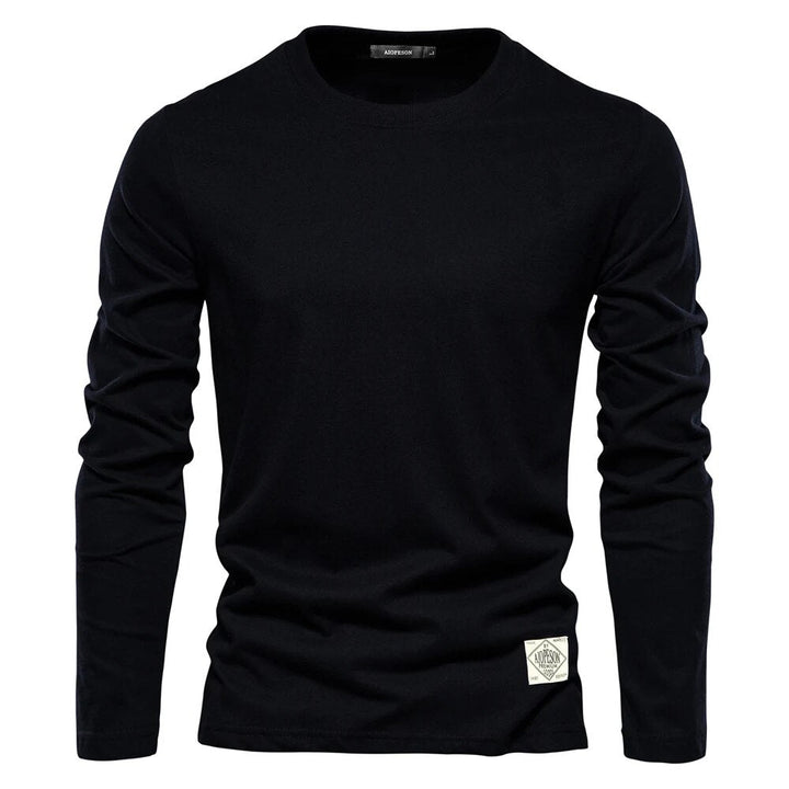 Langarmshirt Herren - Bequemes Basic Oberteil für Alltag-Schwarz-XS-Luzern Mode