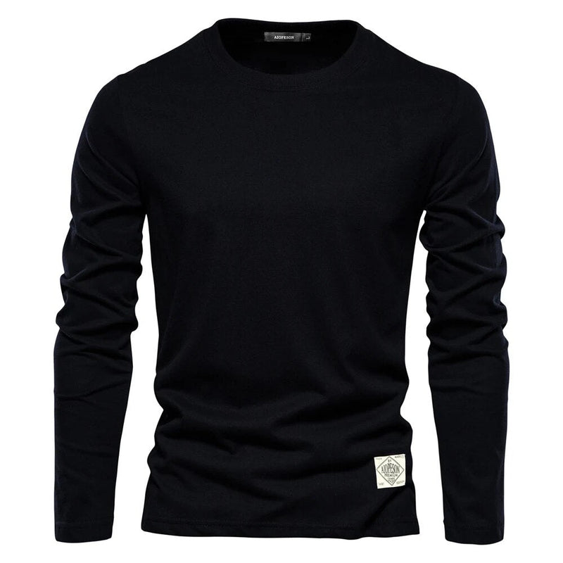 Langarmshirt Herren - Bequemes Basic Oberteil für Alltag-Schwarz-XS-Luzern Mode