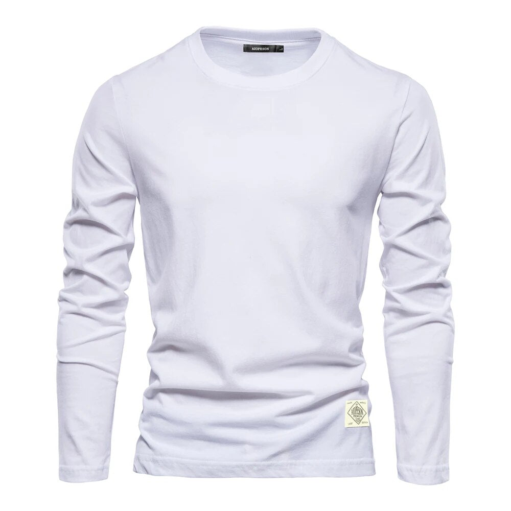 Langarmshirt Herren - Bequemes Basic Oberteil für Alltag-Weiß-XS-Luzern Mode