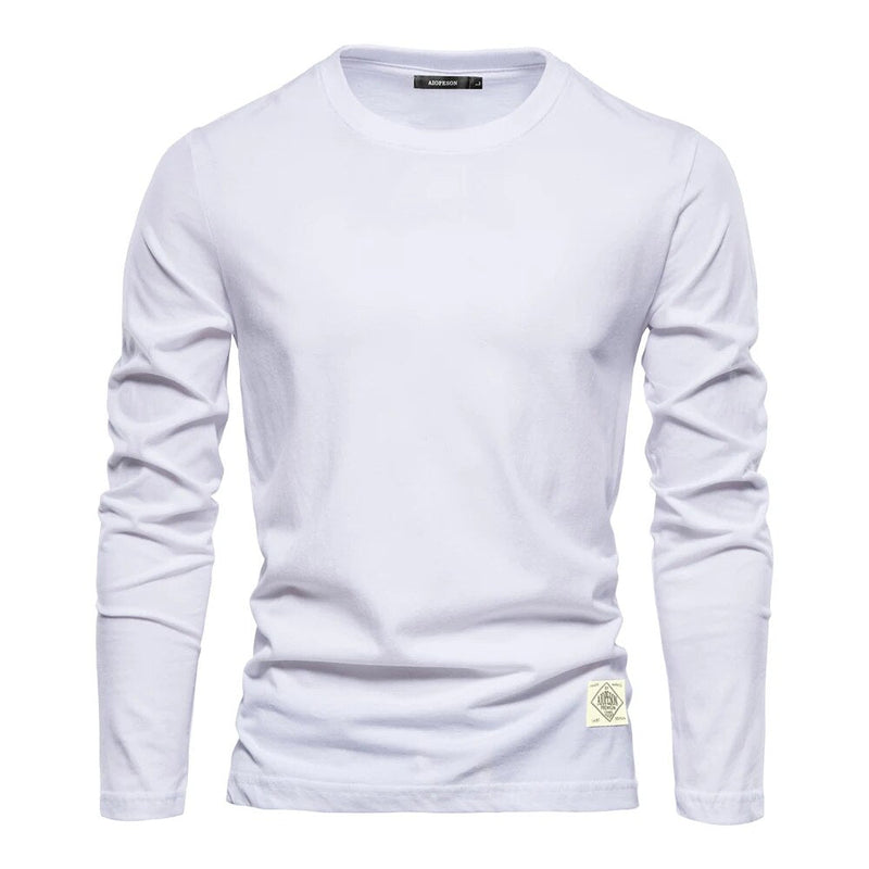 Langarmshirt Herren - Bequemes Basic Oberteil für Alltag-Weiß-XS-Luzern Mode