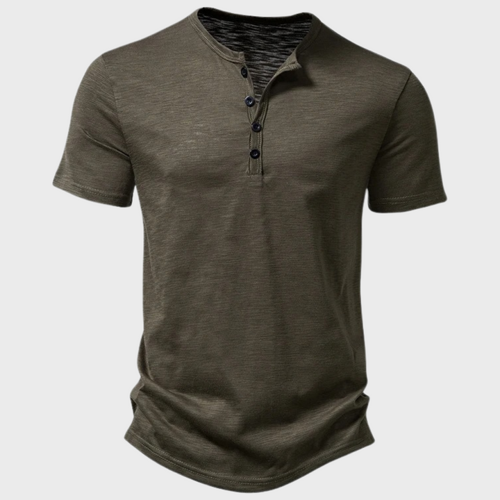 Herren T-Shirt mit V-Ausschnitt aus Baumwolle kaufen-Grün-S-Luzern Mode