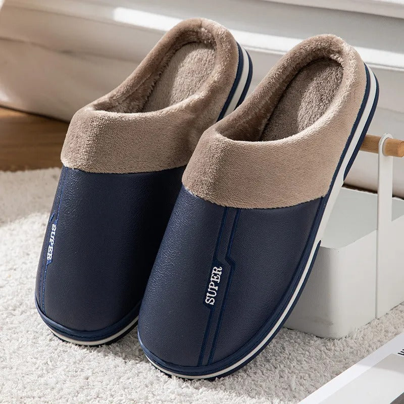 Gemütliche Hausschuhe mit Steppmuster für Herren Damen-Marineblau-42-43-Luzern Mode