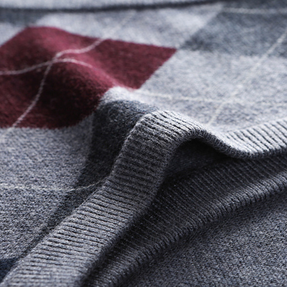 Herren Argyle Strickweste V-Ausschnitt Business Look-Luzern Mode