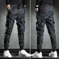 Herren Cargohose | Sportlich | Schwarzes Camouflage | Locker sitzend | Elastisch-Luzern Mode