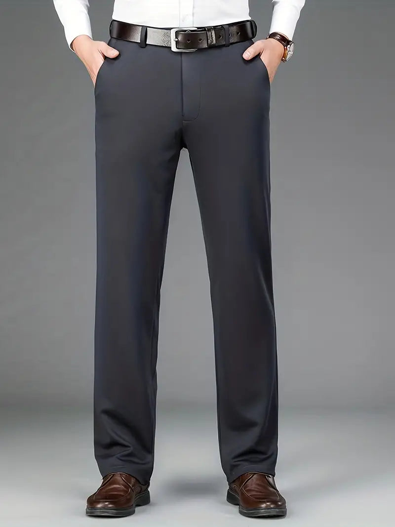 Herren Chinohose Business Casual mit Gürtel - Bequem und Stilvoll-Dunkelgrau-XS-Luzern Mode
