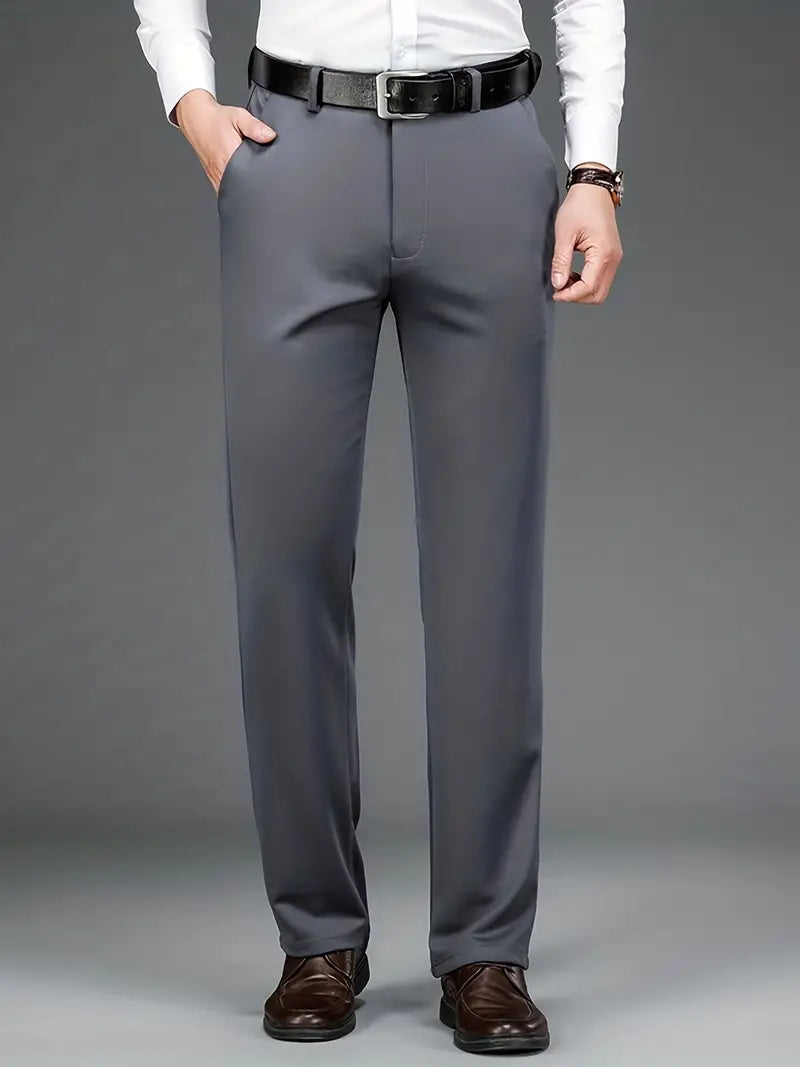Herren Chinohose Business Casual mit Gürtel - Bequem und Stilvoll-Grau-XS-Luzern Mode