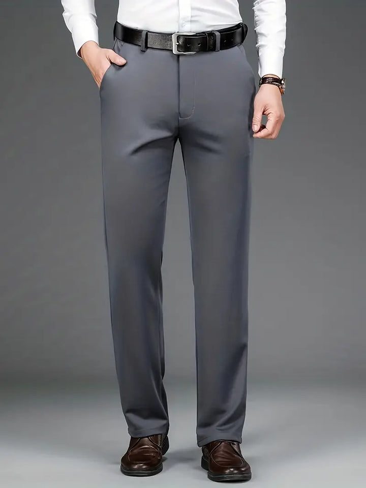 Herren Chinohose Business Casual mit Gürtel - Bequem und Stilvoll-Grau-XS-Luzern Mode