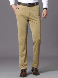 Herren Chinohose Business Casual mit Gürtel - Bequem und Stilvoll-Khaki-XS-Luzern Mode