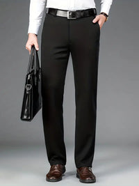 Herren Chinohose Business Casual mit Gürtel - Bequem und Stilvoll-Schwarz-XS-Luzern Mode
