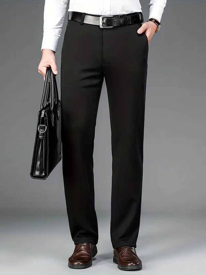 Herren Chinohose Business Casual mit Gürtel - Bequem und Stilvoll-Schwarz-XS-Luzern Mode