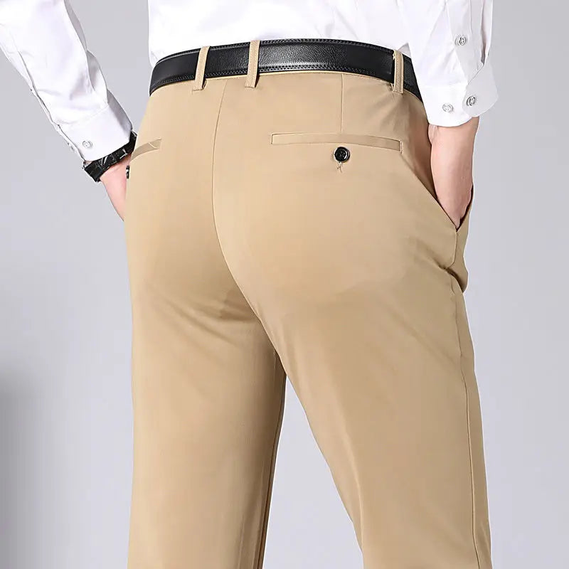 Herren Business-Hose: Elegante Anzughose für Büro und Alltag-Khaki-29-Luzern Mode