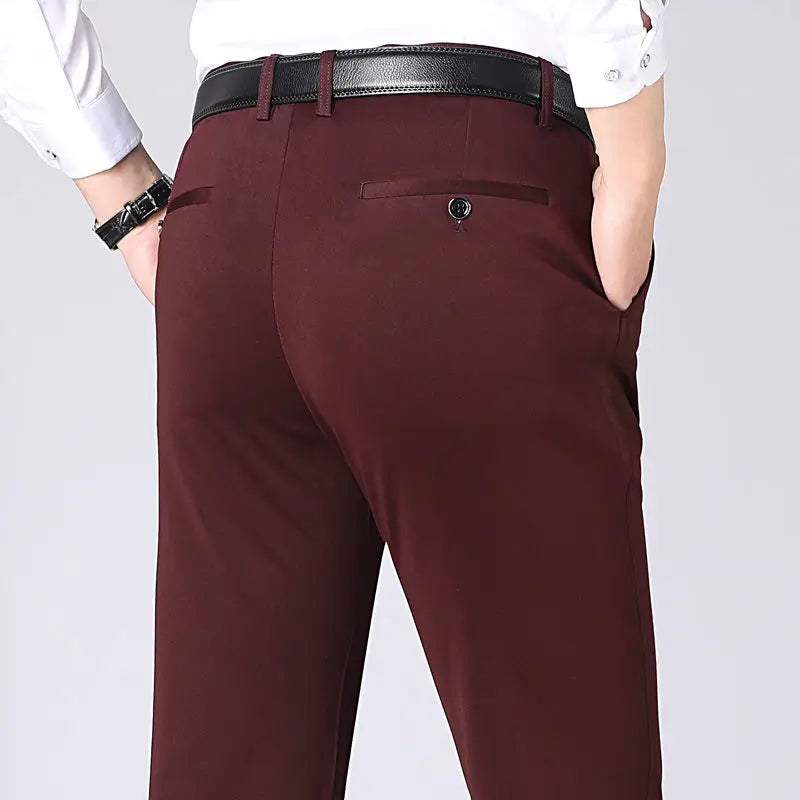 Herren Business-Hose: Elegante Anzughose für Büro und Alltag-Rot-29-Luzern Mode